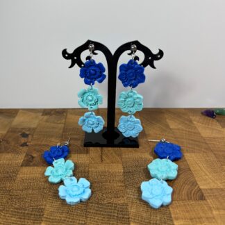 Flowers in blue trio
